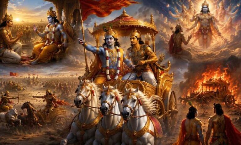 श्रीकृष्ण-का-अर्जुन-को-सारथी-के-रूप-में-चुनना-और-गीता-का-उपदेश